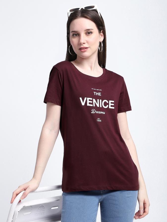 Women Cotton Regular Fit Crew Neck Slogan T-shirt