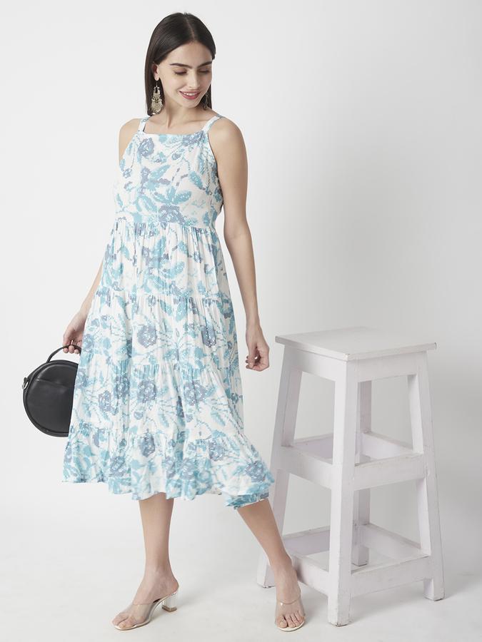 Women Cotton Floral Printed Tiered Ethnic Dress