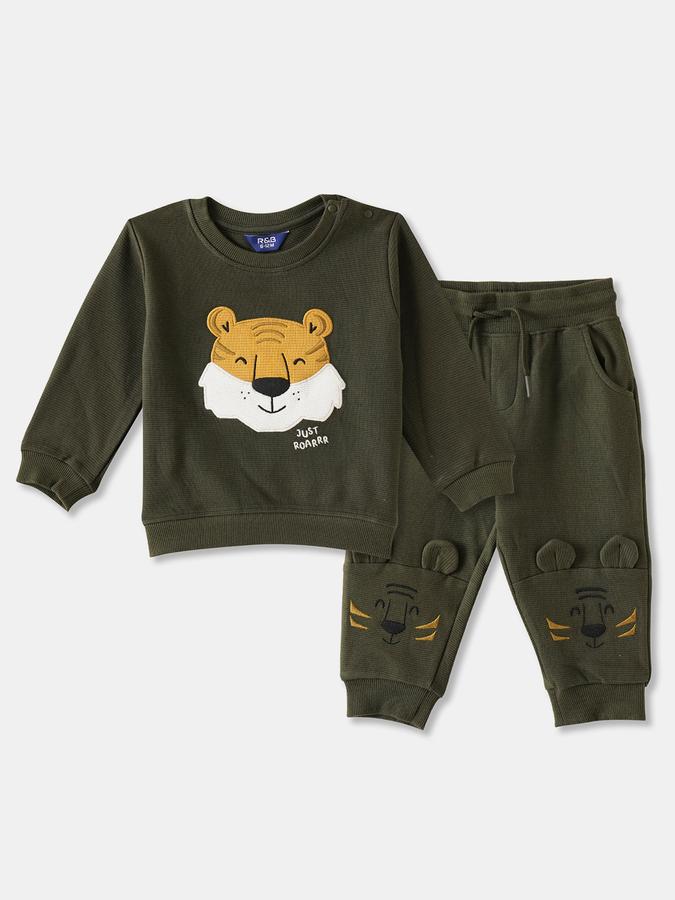 Boys Cotton Applique Sweatshirt And Drawstring Joggers Set