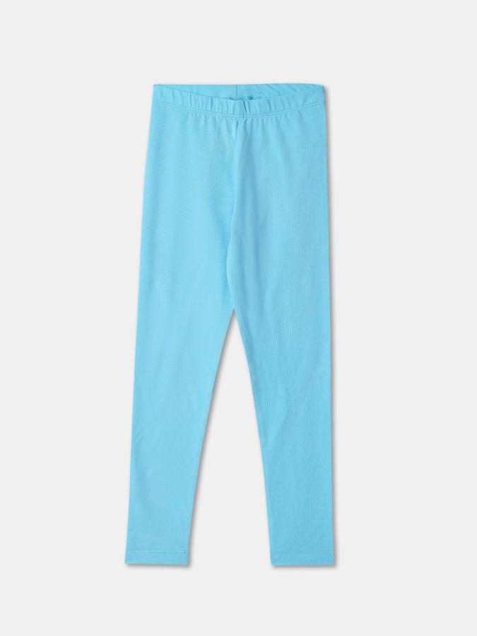 Girls Cotton Blend Skinny Fit Elastic Waist Ribbed Leggings