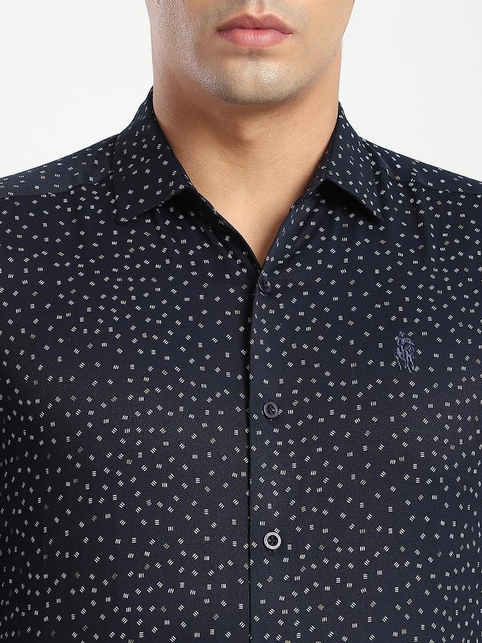 Men Polyester Blend Regular Fit Spread Collar Geometric Shirt