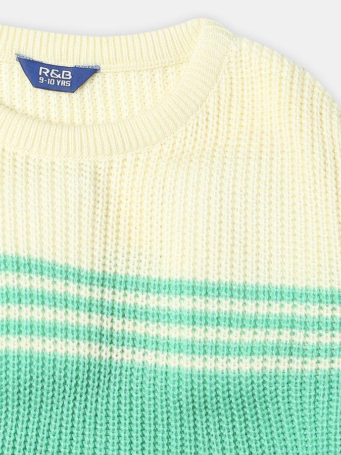 Boys Cotton Regular Fit Crew Neck Colorblock Sweatshirt