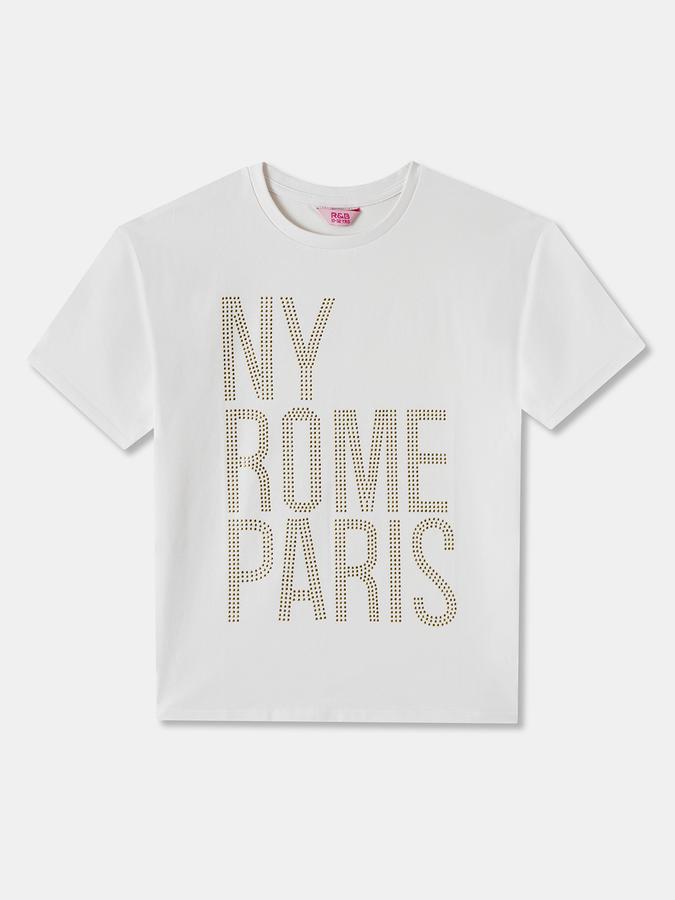 Studded T-Shirt With Crew Neck and Short Sleeves
