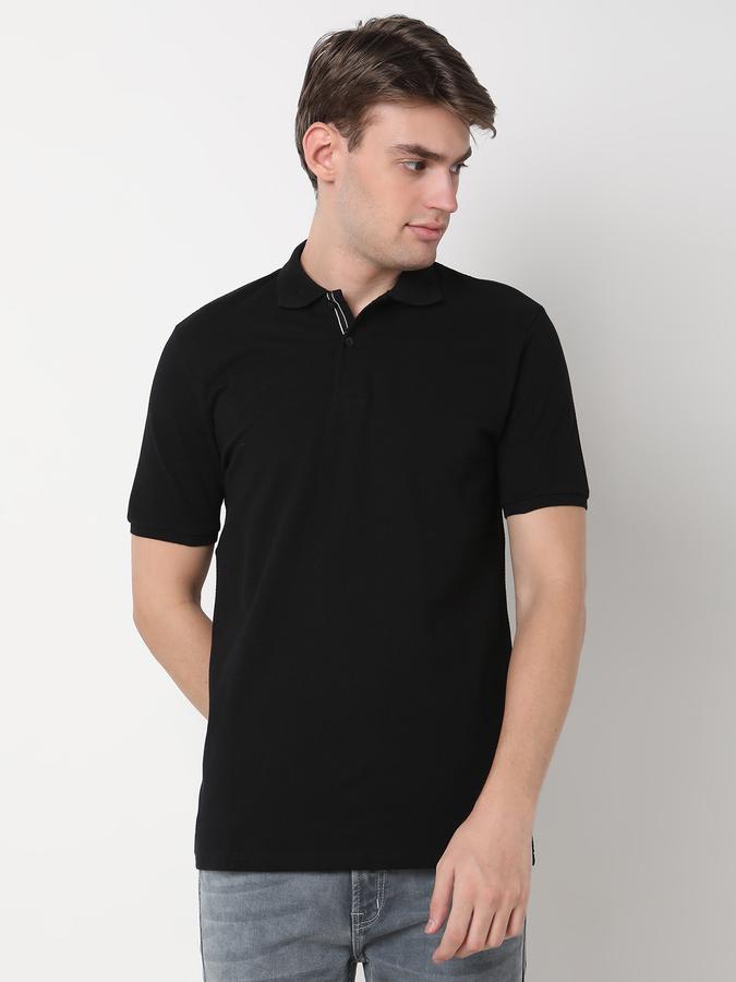 Men Regular Fit Polo T-Shirt with Ribbed Hem image number 0