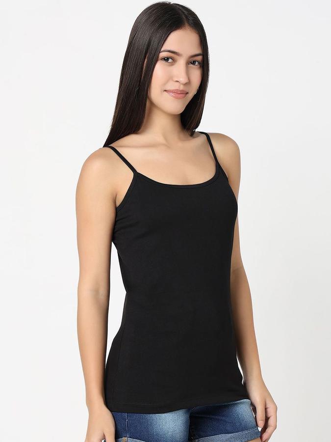 R&B Women Black Solid Shoulder Straps Camisole