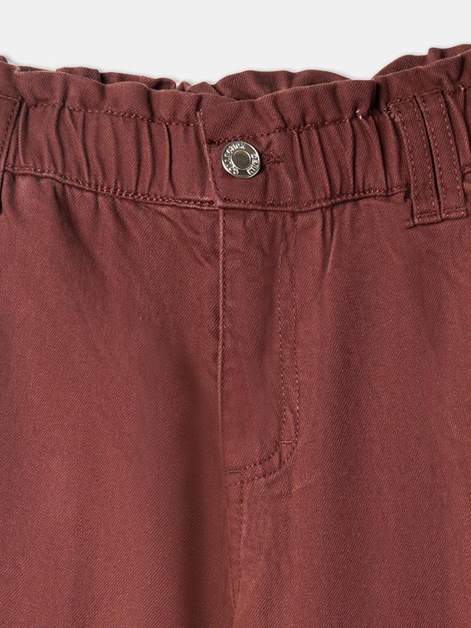 Girls Cotton Regular Fit Elastic Waist Solid Trousers