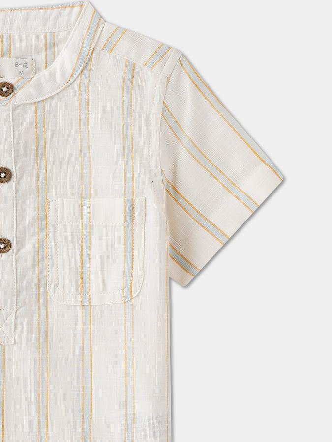 Boys Relaxed Fit Short Sleeve Mandarin Collar Shirt