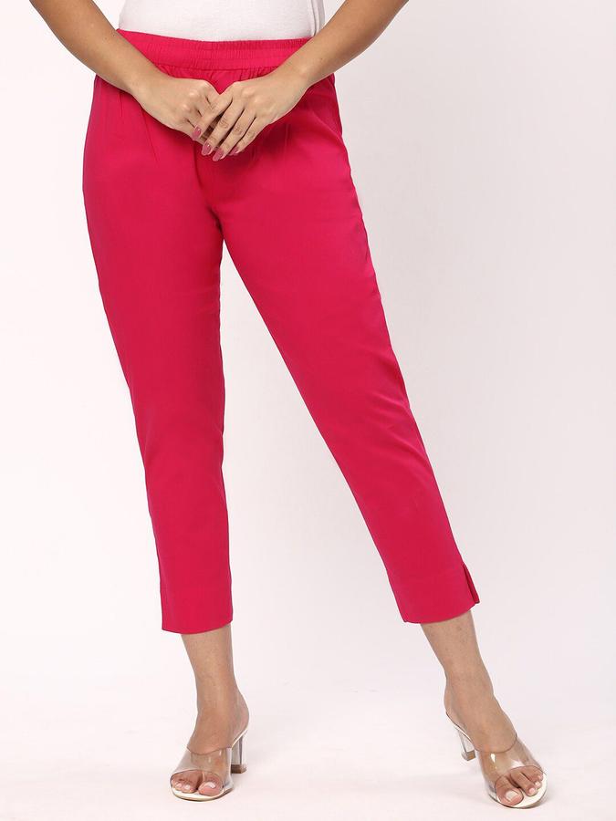 R&B Women Fuchsia Solid Regular Fit Pants