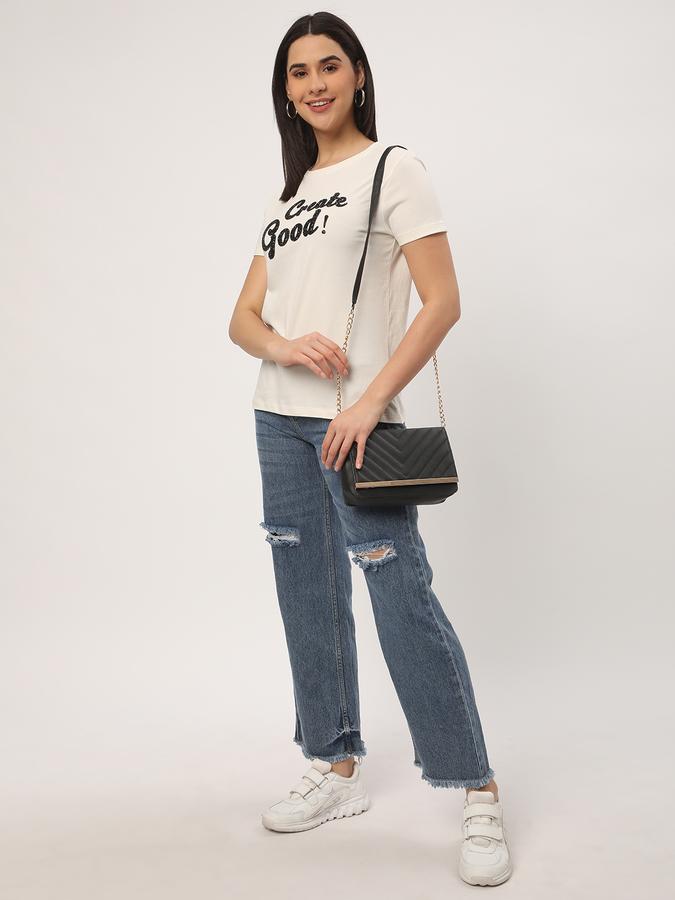 Women Cotton Regular Fit Crew Neck Graphic T-shirt