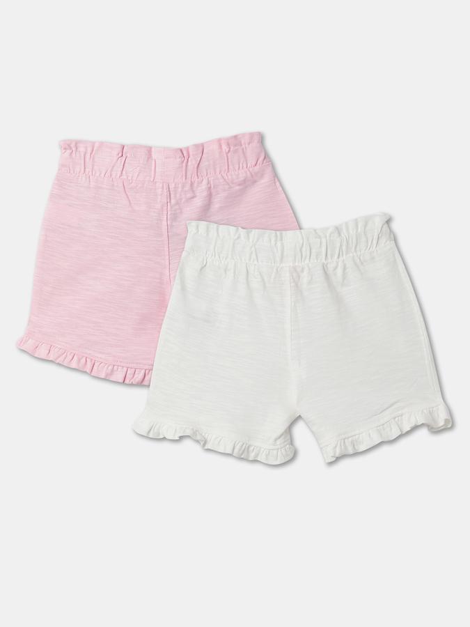 Girls Cotton Regular Fit Paperbag Waist Clean Hem Shorts