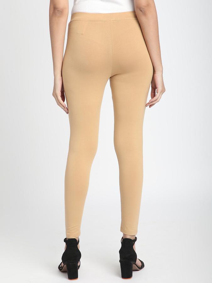 Women Cotton Lycra Elasticated Waist Full Length Solid Leggings
