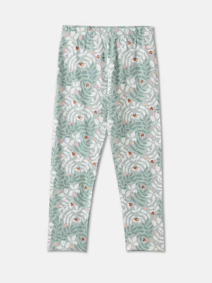 Girls Cotton Blend Skinny Fit Elastic Waist Printed Leggings