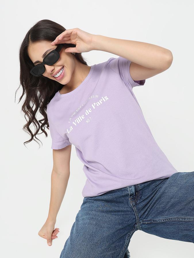 Women Cotton Relaxed Fit Round Neck Graphic T-shirt