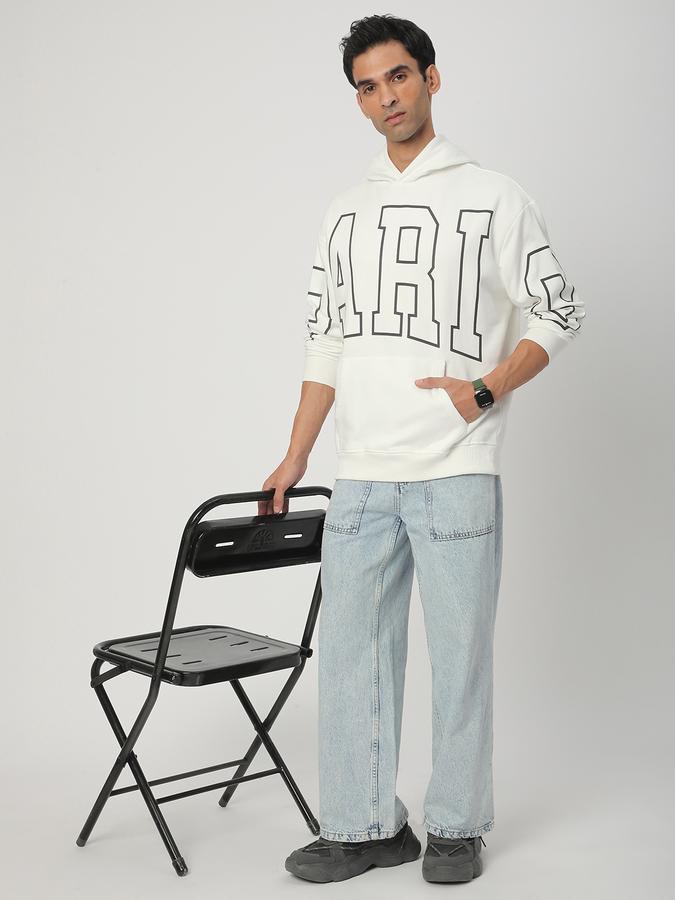 Men Cotton Blend Regular Fit Hooded Graphic Sweatshirt