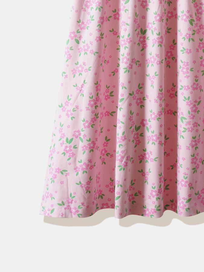 Girls Cotton Regular Fit Round Neck Floral Dress