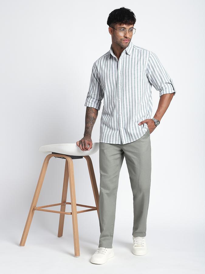Men Cotton Regular Fit Button-Down Collar Striped Shirt