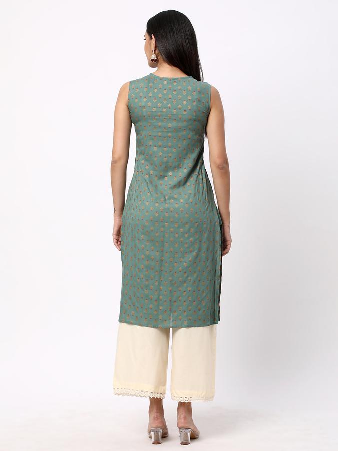 R&B Women's Printed Regular Straight Kurta Sleeveless image number 2