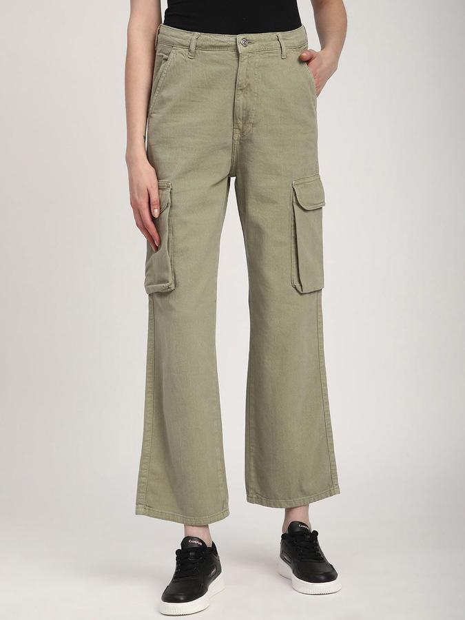 R&B Women Olive Relaxed Fit Mid-Rise Jeans