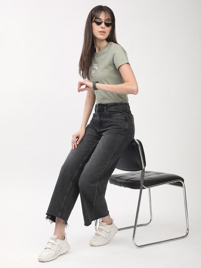 Women Cotton Regular Fit Crew Neck Graphic T-shirt