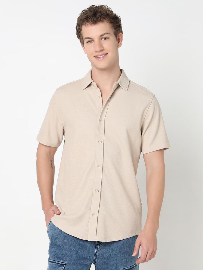 R&B MEN'S YOUNG Short Sleeve KNIT TEXTURE SHIRT image number 1
