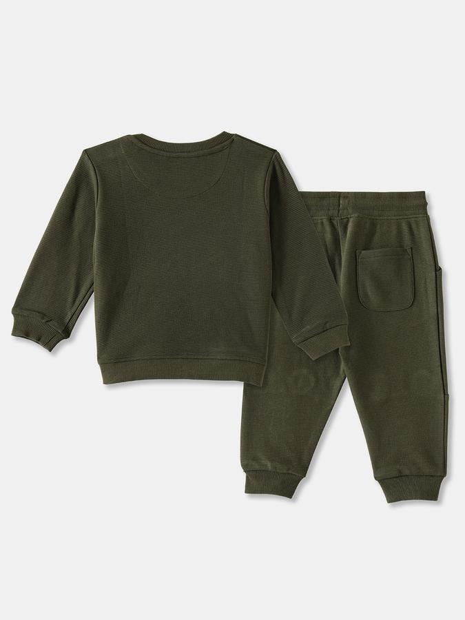 Boys Cotton Applique Sweatshirt And Drawstring Joggers Set