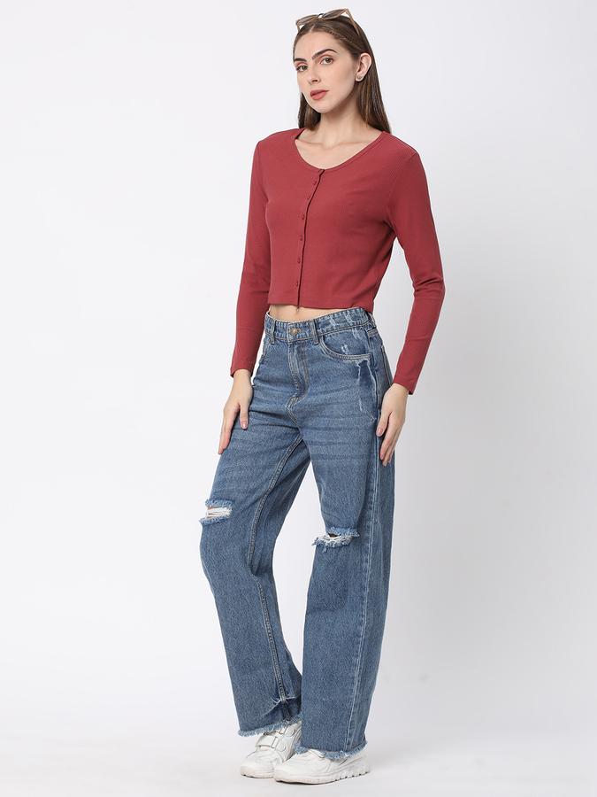 Women Ribbed Relaxed Fit Top image number 1