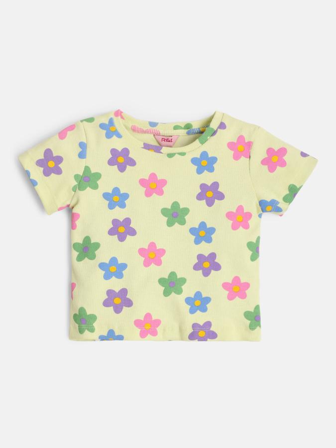 Girls Denim Regular Fit Ruffled Straps Buttoned Hem Dungaree