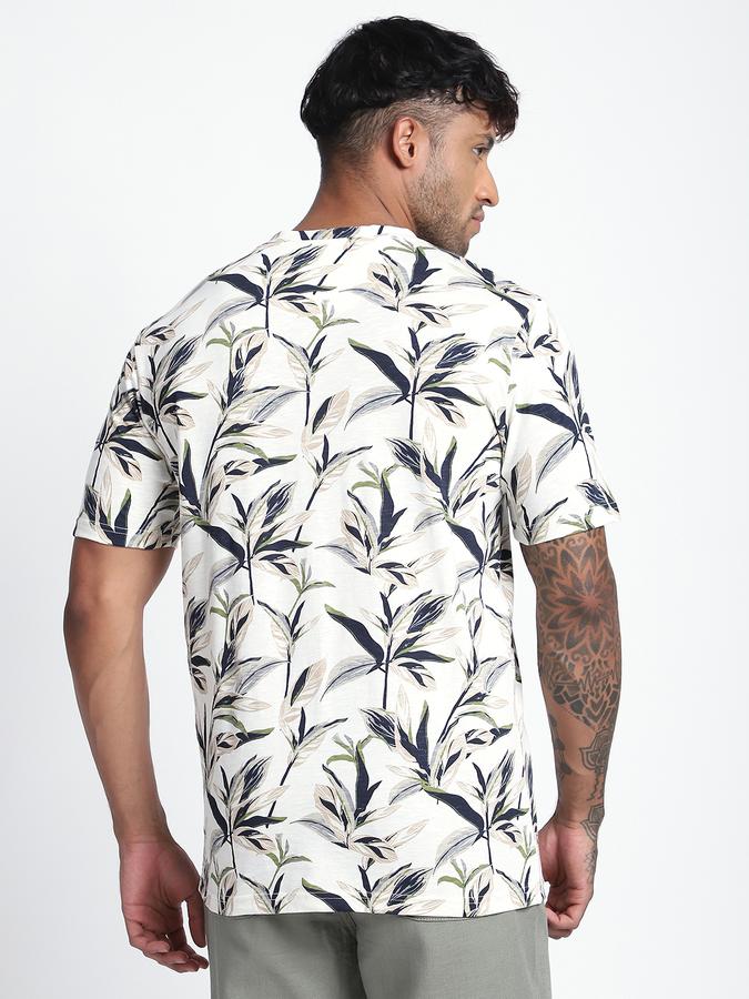 Men Cotton Regular Fit Crew Neck Printed T-shirt