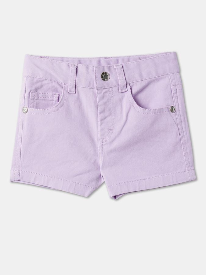 Girls Cotton Regular Fit Zip Fly Cuffed Hem Shorts