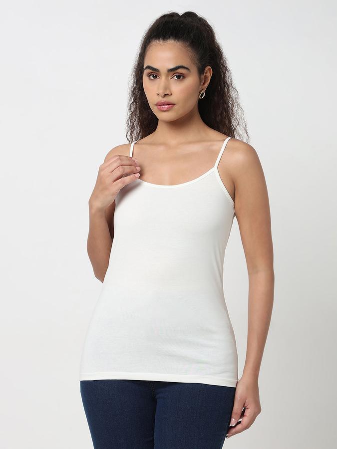 R&B Women Ivory Solid Camisole Top