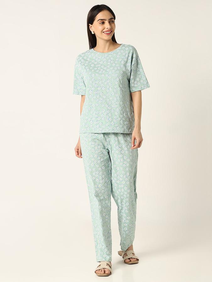 Women Cotton Relaxed Fit Elastic Waist Printed Pajama Pants