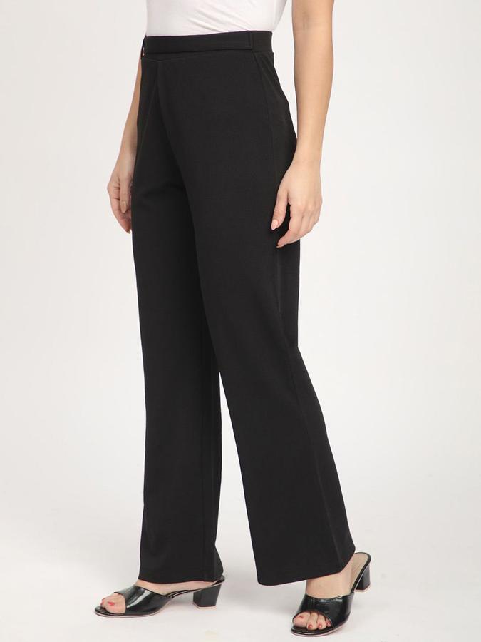 R&B Women Black Solid Bootcut Trousers