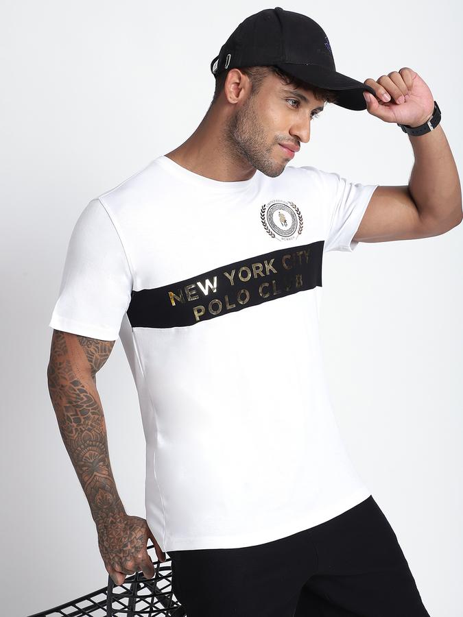 R&B Men's White Printed T-Shirt