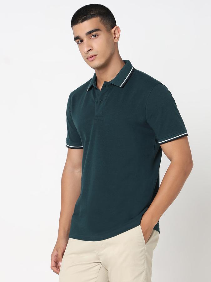 MENS Short Sleeves SOLID POLO WITH TIPPING COLLAR AND CUFF - DRY FIT image number 2
