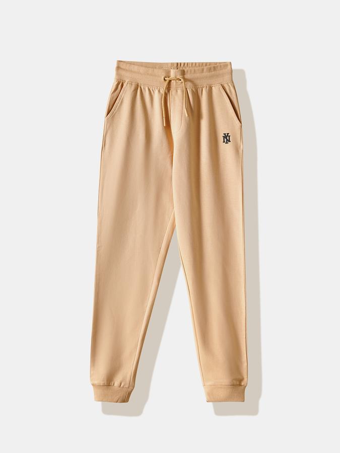 Boys Cotton Regular Fit Drawstring Waist Cuffed Hem Joggers