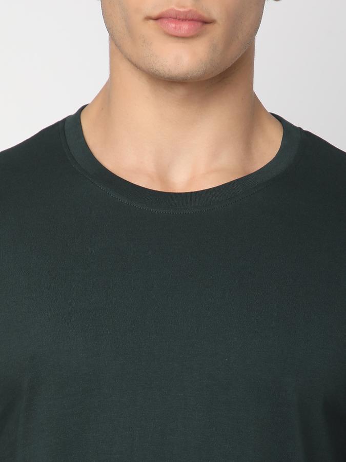 Men Cotton Regular Fit Crew Neck Solid T-shirt