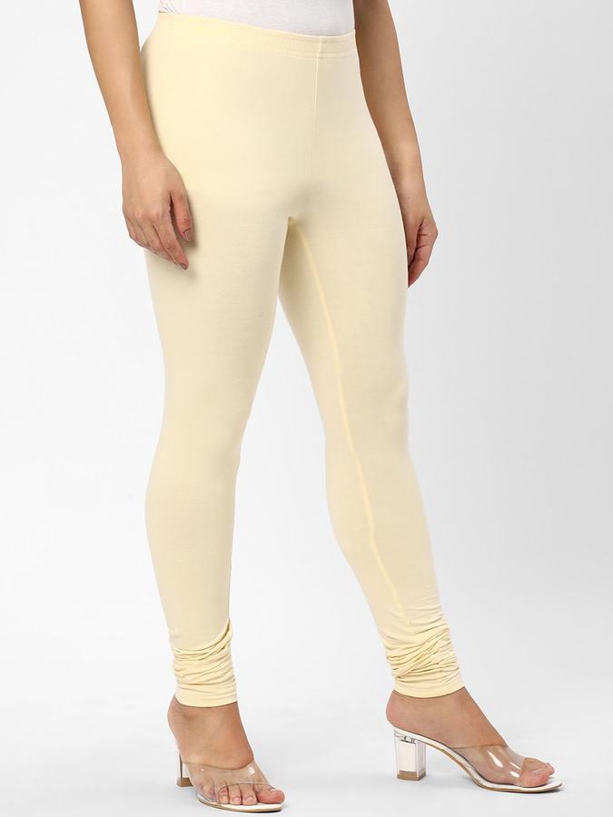 R&B Women Ivory Solid Leggings