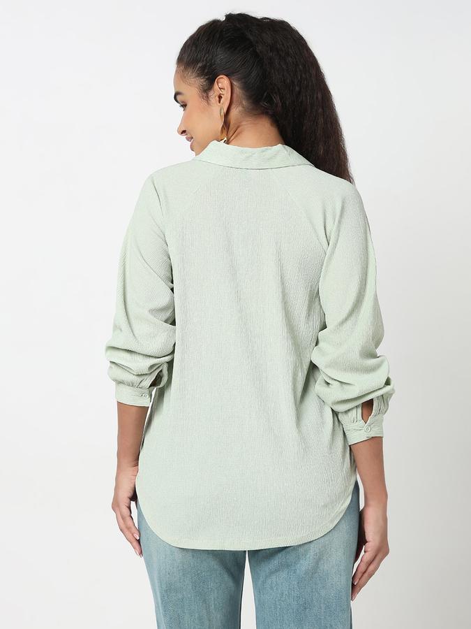 R&B Women Sage Solid Textured Blouse