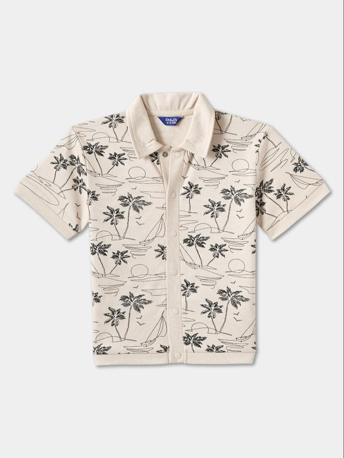 R&B Beige Printed Boys Clothing Set