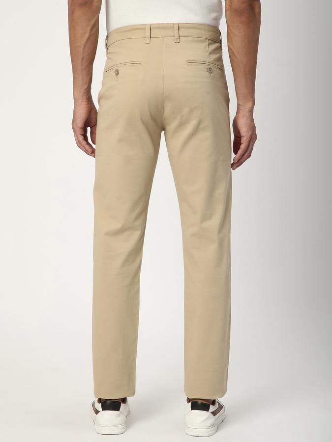 Men Cotton Regular Fit Flat Front Solid Trousers
