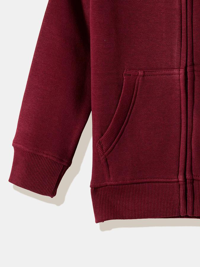 Boys Cotton Hooded Zip Up Solid Jacket