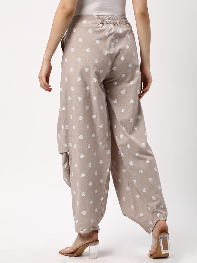 Women Cotton Harem Elasticated Waist Printed Trousers