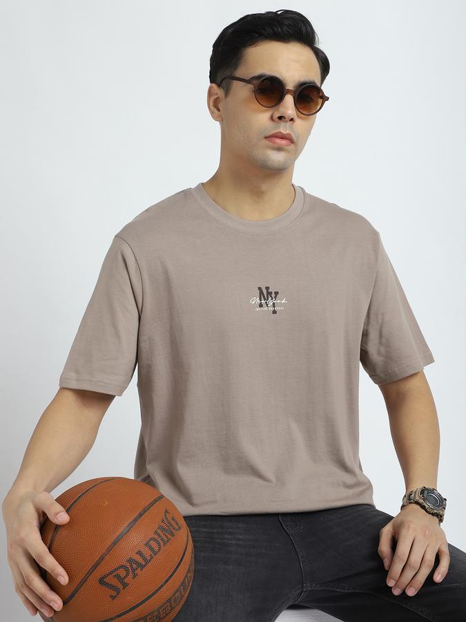 Men Cotton Relaxed Fit Crew Neck Graphic T-shirt