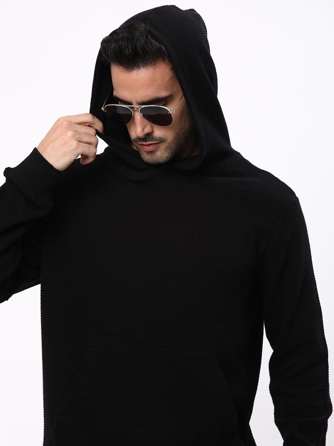Men Cotton Regular Fit Hooded Solid Sweatshirt