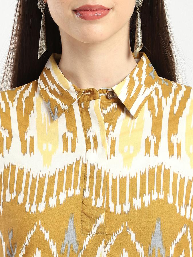Women Viscose Regular Fit Shirt Collar Printed Kurta