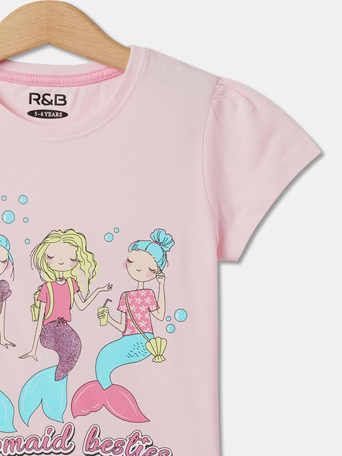 Girls Graphic Print Regular Print Round-Neck T-Shirt image number 2