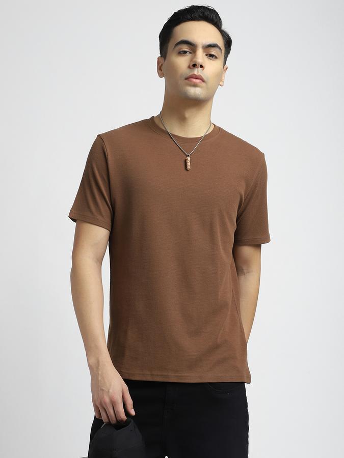 Men Cotton Regular Fit Crew Neck Solid T-shirt