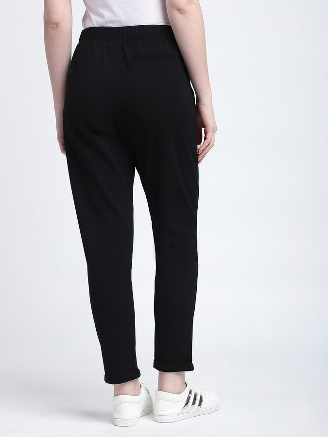 R&B Women Black Solid Slim-Fit Trousers