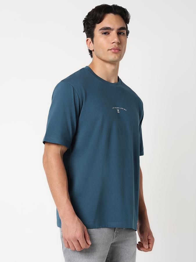 Men Cotton Relaxed Fit Crew Neck Solid T-shirt