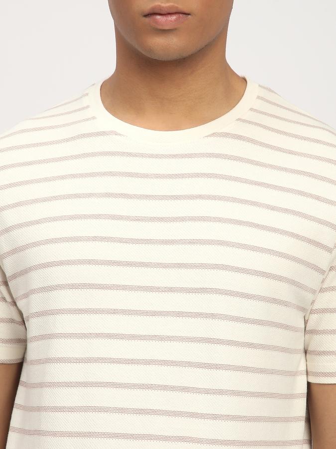 Men Polycotton Regular Fit Crew Neck Striped T-shirt